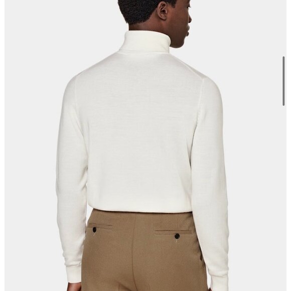 Suitsupply Off-White Merino Wool Turtleneck Sweater Men’s Size L D45 - Picture 2 of 9
